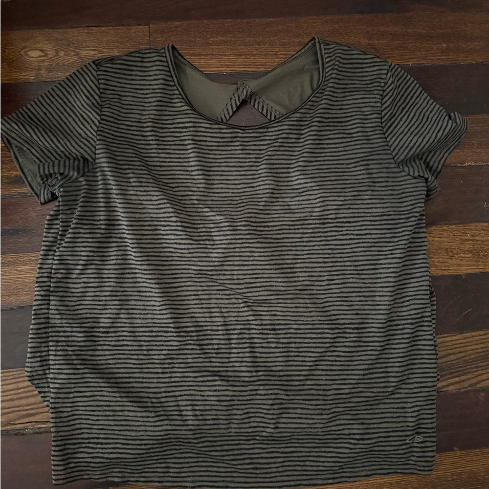 Champion Black and green Striped Women's Tee